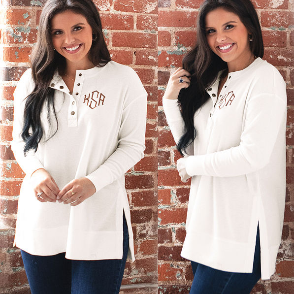 Personalized Waffle Henley Tunic