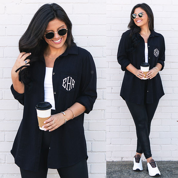 Marleylilly Monogrammed Button Down Tunic