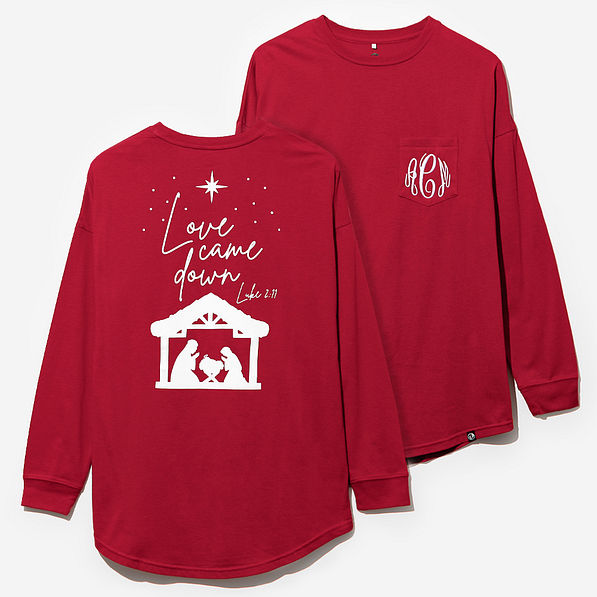 Monogrammed Christmas T-Shirt in Crimson