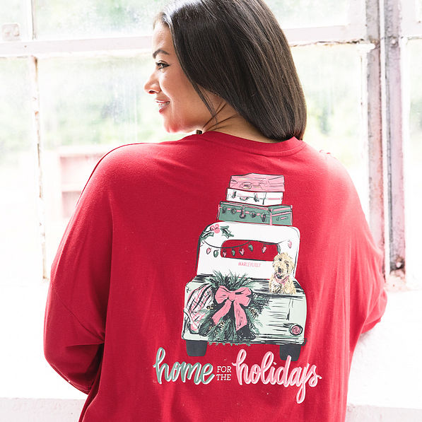 crimson F25 christmas t-shirt on julia ann back view