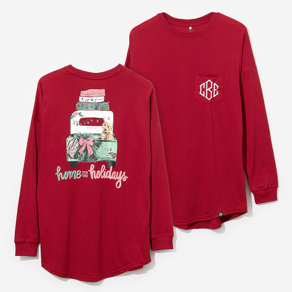 Monogrammed Christmas T-Shirt in Crimson F25