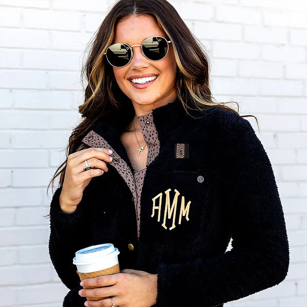 black leopard sherpa jacket up close new