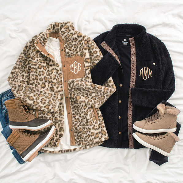 Marleylilly Monogrammed Leopard Sherpa Jacket