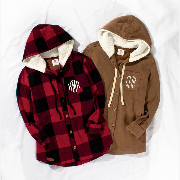 Personalized Hooded Sherpa Shirt Jacket — Marleylilly