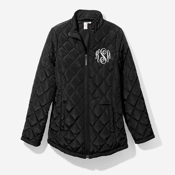 monogrammed puffer jacket in black updated