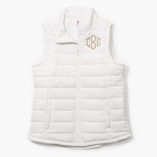 Monogrammed Puffer Vest in White