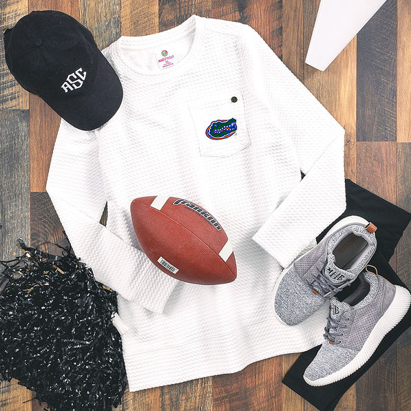 Florida Gators Quilted Sweatshirt in White with Athleisure Sneakers