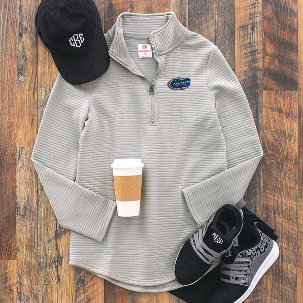 Florida Gators Ribbed Pullover in Gray with onyx sneakers