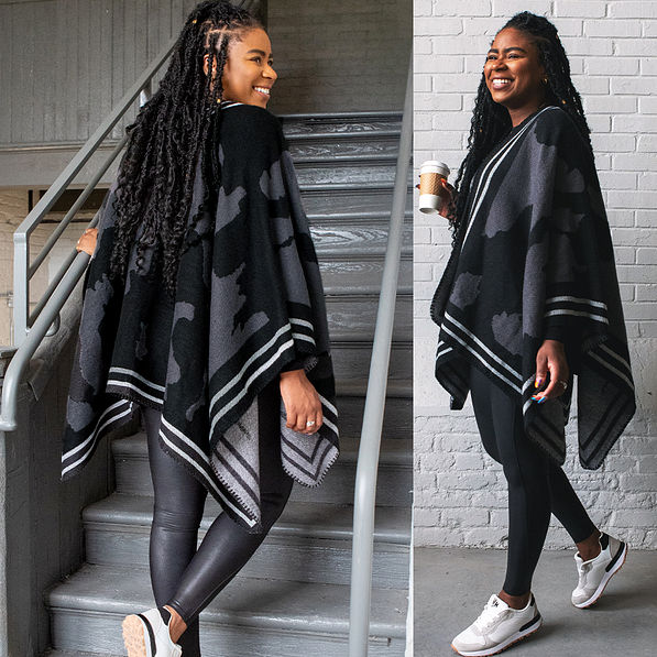 front and back view of Onyx Poncho