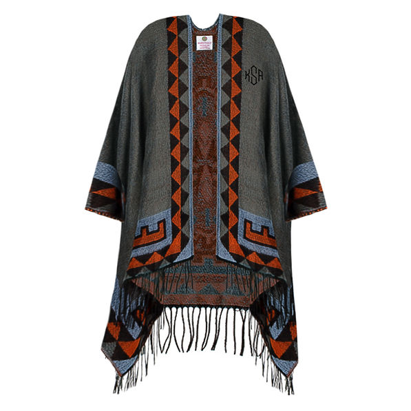 Ladies Aztec Fringe Poncho - Marleylilly