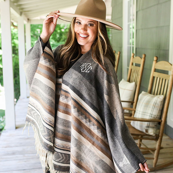 Ladies Aztec Fringe Poncho | Marleylilly