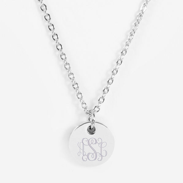 monogrammed tiny disc necklace in silver