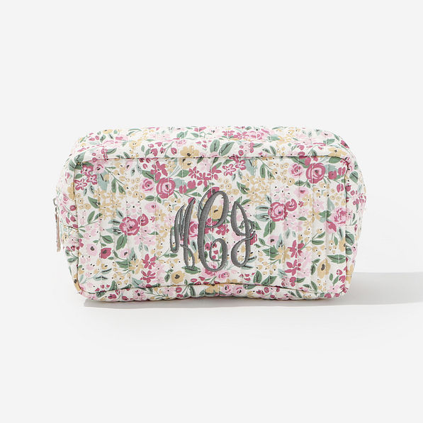 Monogrammed Chambray Cosmetic Case - Marleylilly