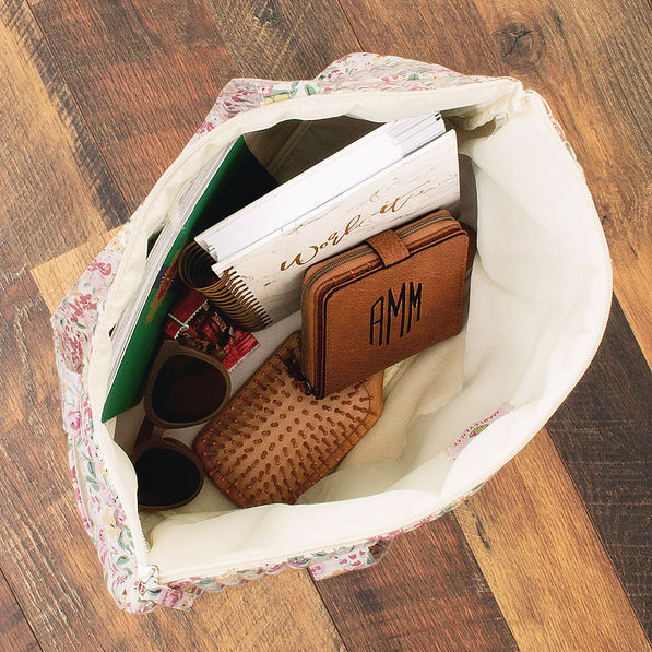 inside of fall botanical quilted tote