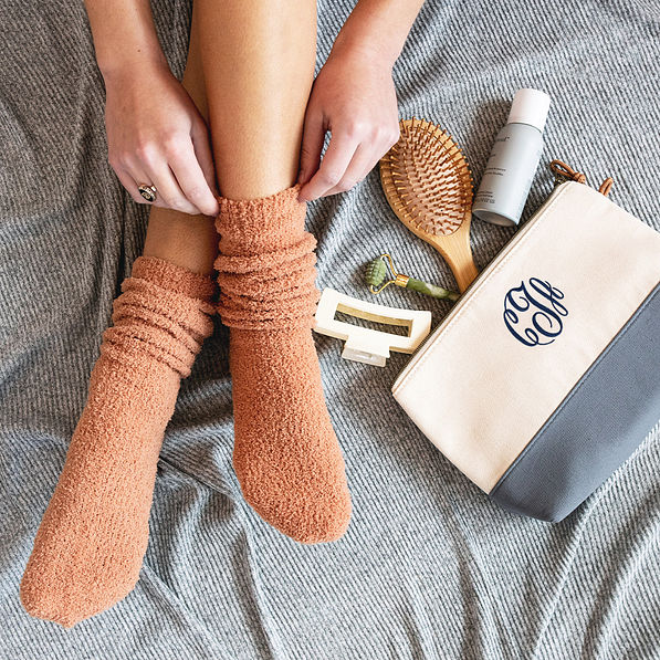 savannah cosmetic case with socks