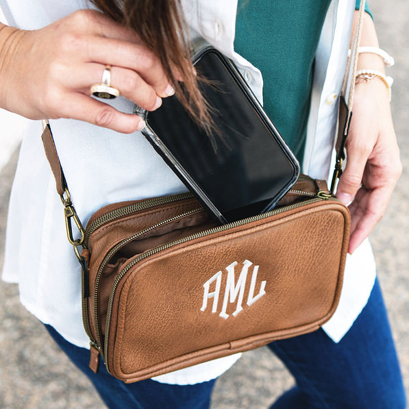 Monogram Camera Crossbody Bag in Black Denim