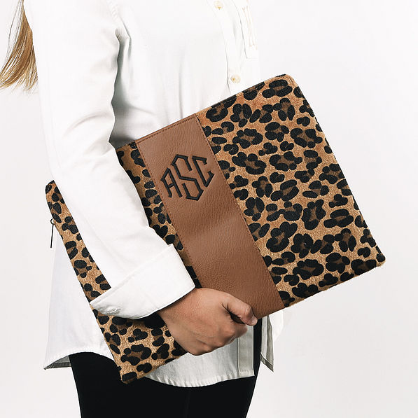 personalized leopard spots laptop bag