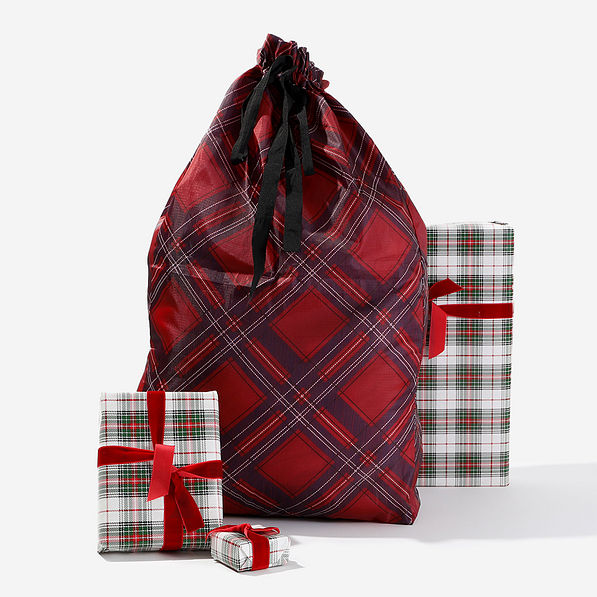 Gift Sack in Holiday Plaid Tartan