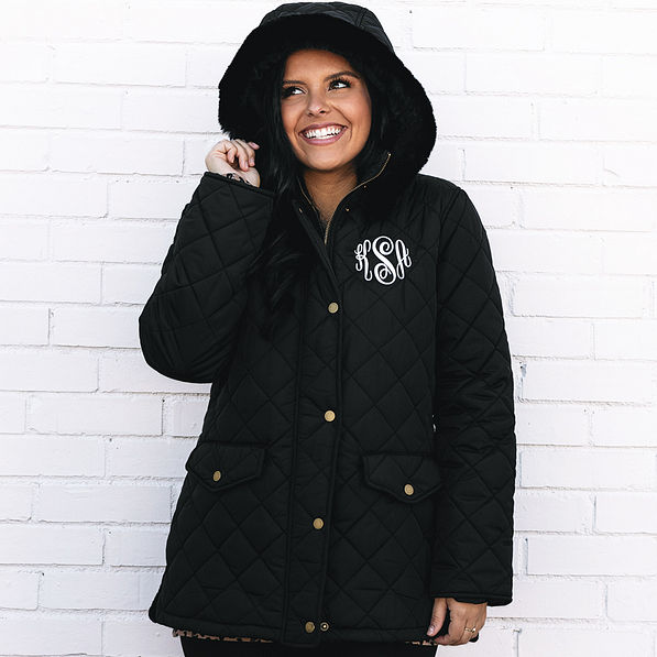 Personalized Puffer Winter Jacket with Fur Hood - Marleylilly