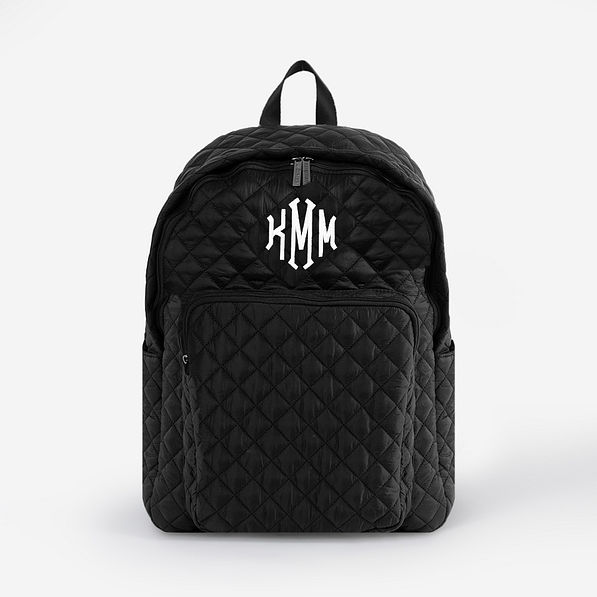 Monogrammed Quilted Laptop Backpack