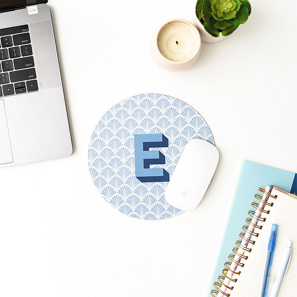 blue shells mouse pad with notebooks