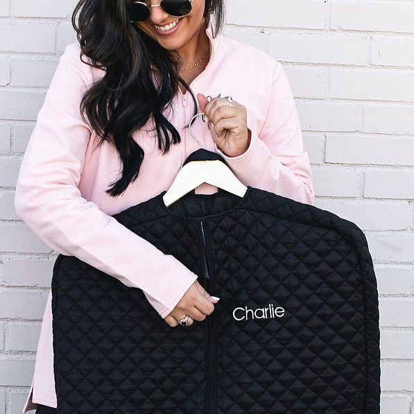 Monogrammed Diamond Quilted Garment Bag