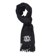 Monogrammed Black Soft Pashmina Scarf
