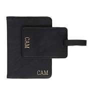 Monogrammed Passport Holders & Luggage Tags in black