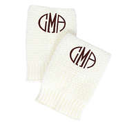 white monogrammed boot cuffs