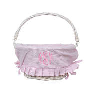Monogrammed Seersucker Easter Basket in Pink Seersucker