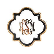 monogrammed quatrefoil jewelry tray in black