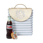 Monogrammed Gray Stripe Lunch Box