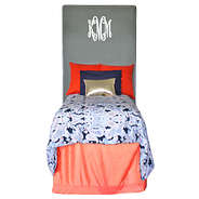 Monogrammed Headboard Slipcover in Gray