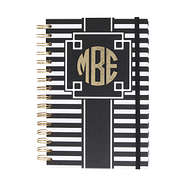 personalized white and black striped notebook
