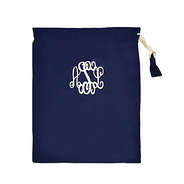 personalized drawstring shoe bag in navy