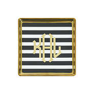 black and white stripe ceramic jewelry tray dish