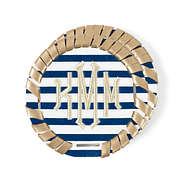 monogrammed striped discs for embroidered sandals