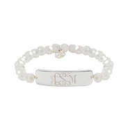 silver bar monogrammed beaded bracelet