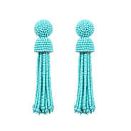 Beaded Turquoise Tassel Earrings