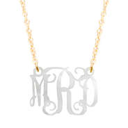 Silver Acrylic Monogrammed Necklace with Gold Chain