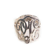 monogrammed sterling silver cut out raised ring