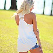 white racerback tank top gold monogram on back