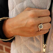 round monogrammed ring with pearl band