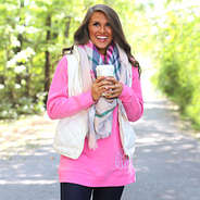 Monogrammed Sweatshirt Tunic pink with scarf and vest