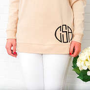 Custom Monogrammed Sweatshirt Tunic in oatmeal
