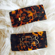 engraved tortoise hair clips