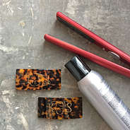 brown and tan tortoise monogrammed hair clips