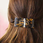 classic brown and tan monogrammed hair accessory