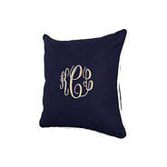 monogrammed throw pillow with tan thread