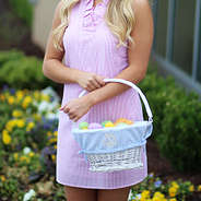 monogrammed easter basket filled with easter eggs